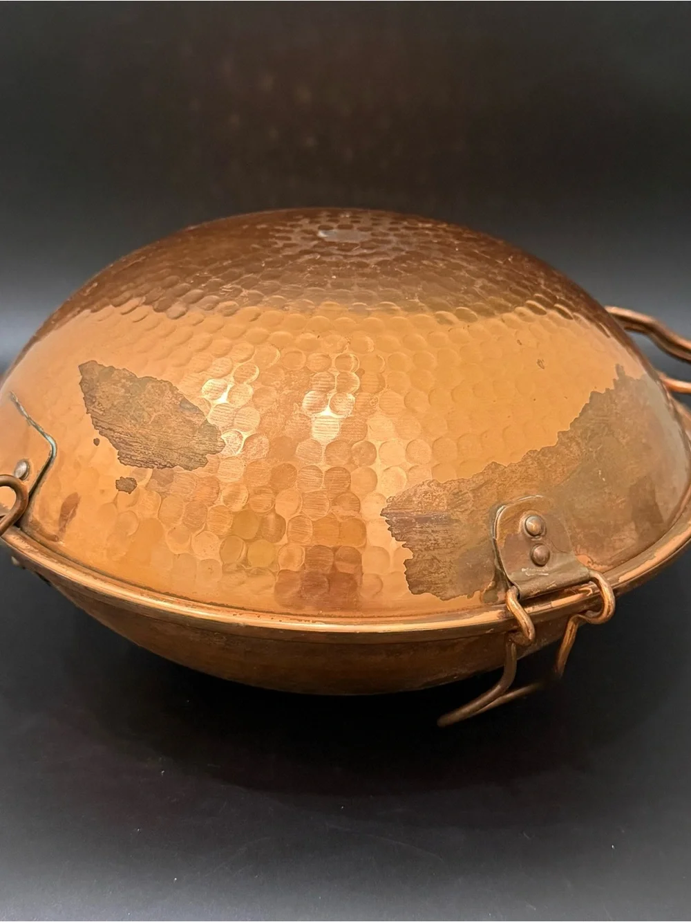 Vintage Portuguese Cataplana Hammered 10” Copper Cooking Vessel Steaming Pot